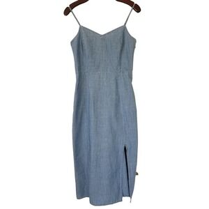 J. Crew Factory‎ Chambray Slip Midi Dress Size 4 Blue NWT $118 CA217